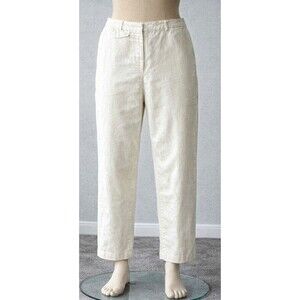 Emma James Womens Wide Leg Off-White Linen Dress Pants Plus Size 16W Office